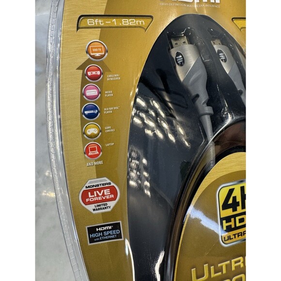HDMI Monster Cable, 4K HDR Ultra HD Gold, 6 Ft. New/Sealed - Picture 5 of 13